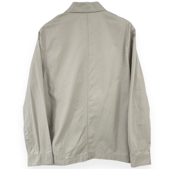 NWT H&M Light Gray Cotton Twill Cargo Workwear Shirt Jacket Chore Jacket - Picture 2 of 3